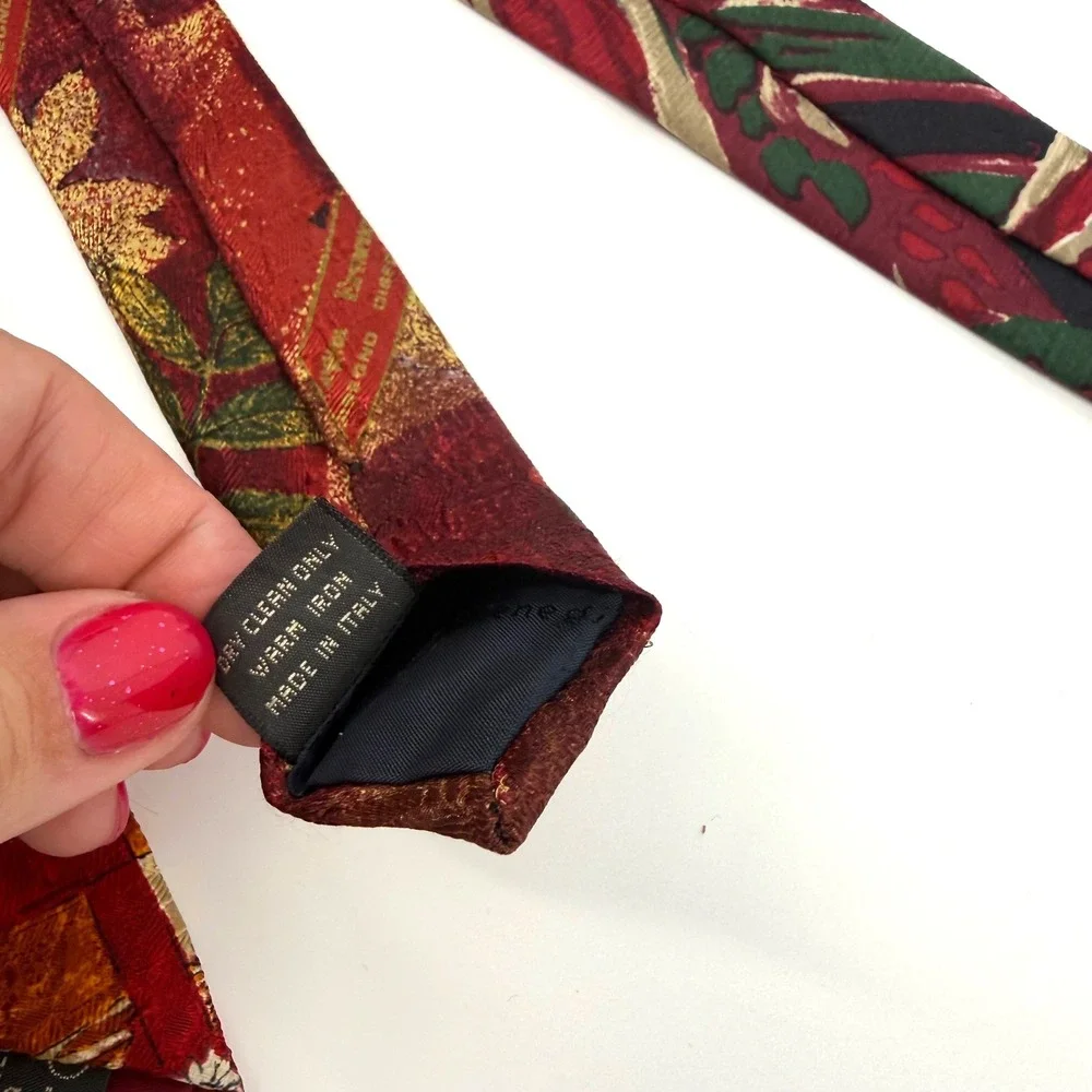 (3) Ermenegildo Zegna Mens Silk Tie Floral Abstract Italy Luxury Necktie Career